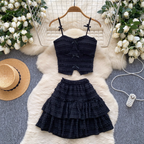 Bow Camisole & Layered Skirt 2Pcs