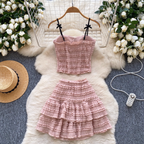 Bow Camisole & Layered Skirt 2Pcs