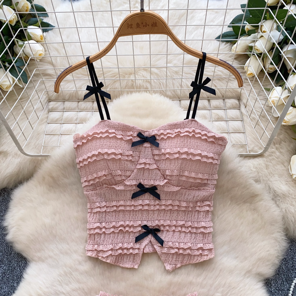 Bow Camisole & Layered Skirt 2Pcs