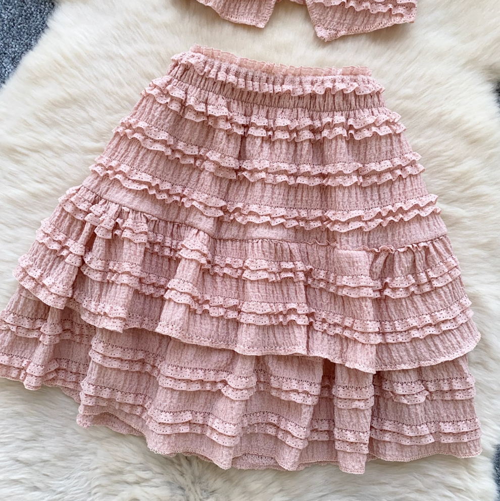 Bow Camisole & Layered Skirt 2Pcs