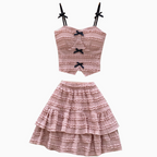 Bow Camisole & Layered Skirt 2Pcs