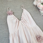 Backless 3d Floral Pink Slip Dress