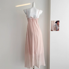 Backless 3d Floral Pink Slip Dress