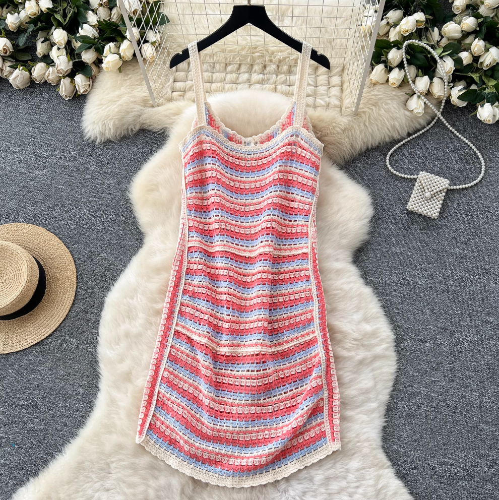 Bohemian Style Colorful Striped Slip Dress