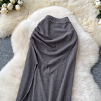 Slim-fit Solid Color Split Skirt