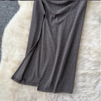 Slim-fit Solid Color Split Skirt