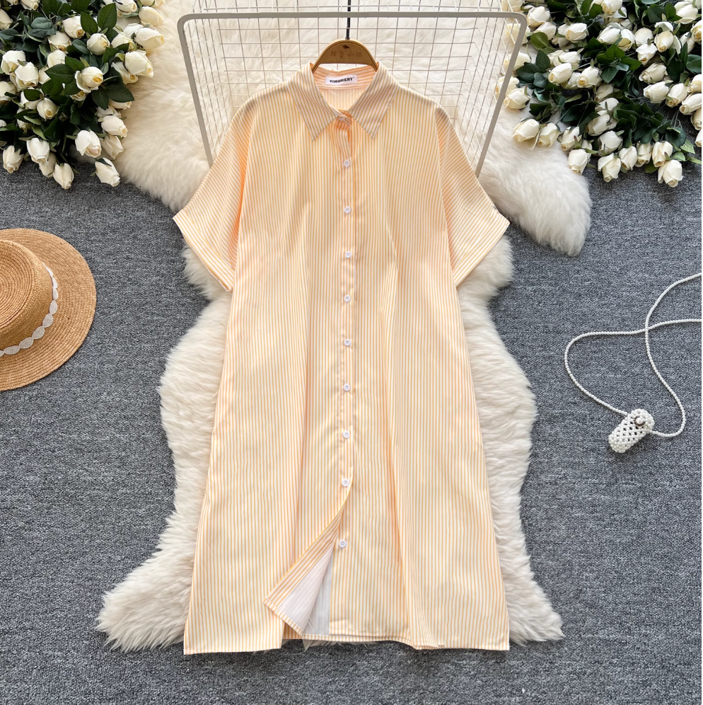 Chic Striped Printed Oversized Shirt Dress