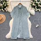 Chic Striped Printed Oversized Shirt Dress