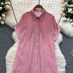 Chic Striped Printed Oversized Shirt Dress