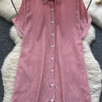 Chic Striped Printed Oversized Shirt Dress