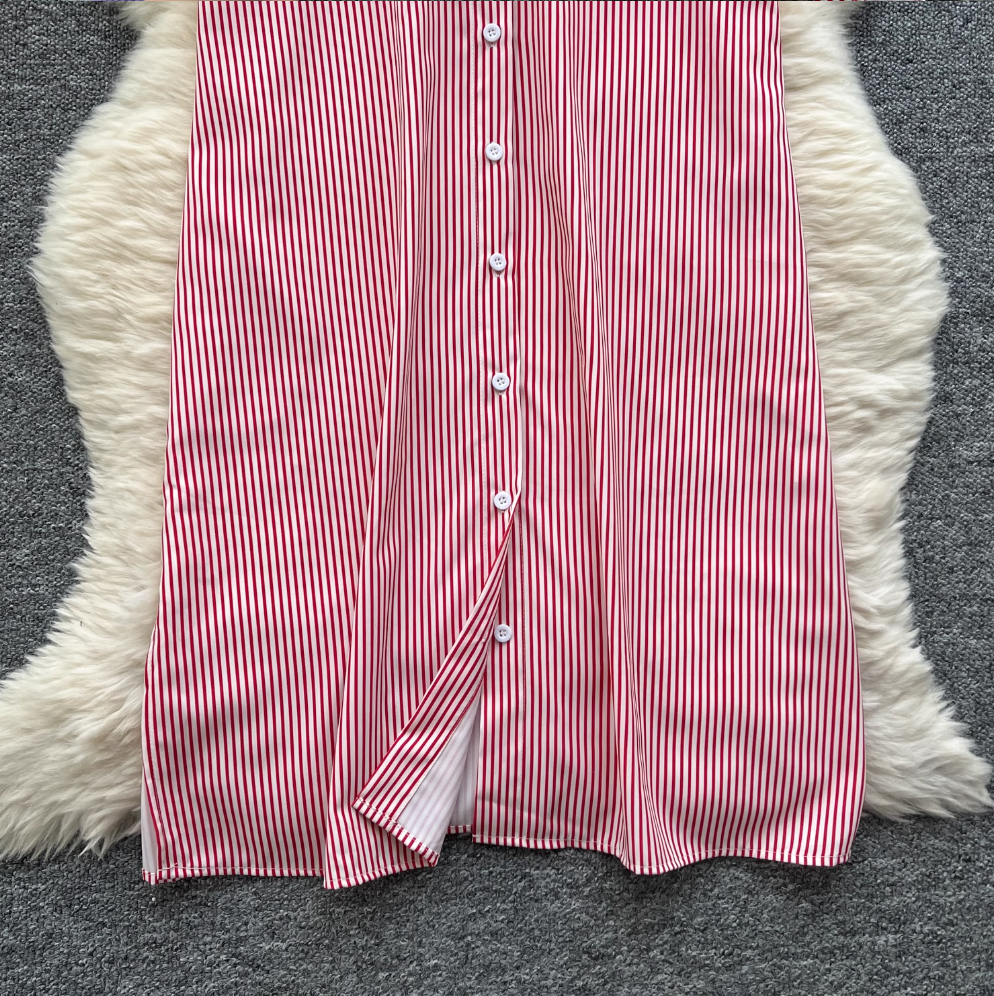Chic Striped Printed Oversized Shirt Dress