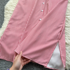 Chic Striped Printed Oversized Shirt Dress