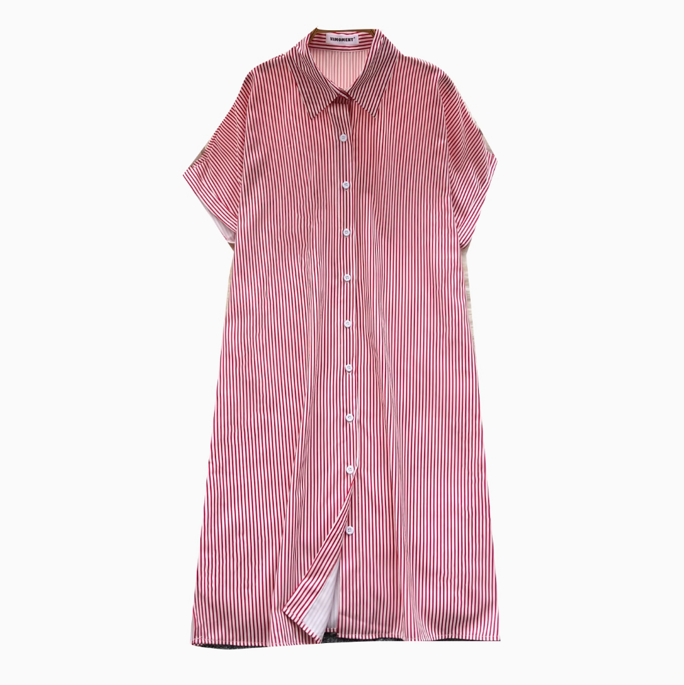 Chic Striped Printed Oversized Shirt Dress