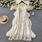 Vintage Sequined Floral Strap Dress