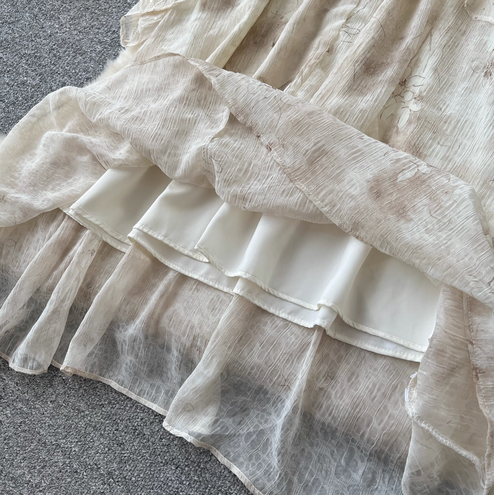 Vintage Sequined Floral Strap Dress