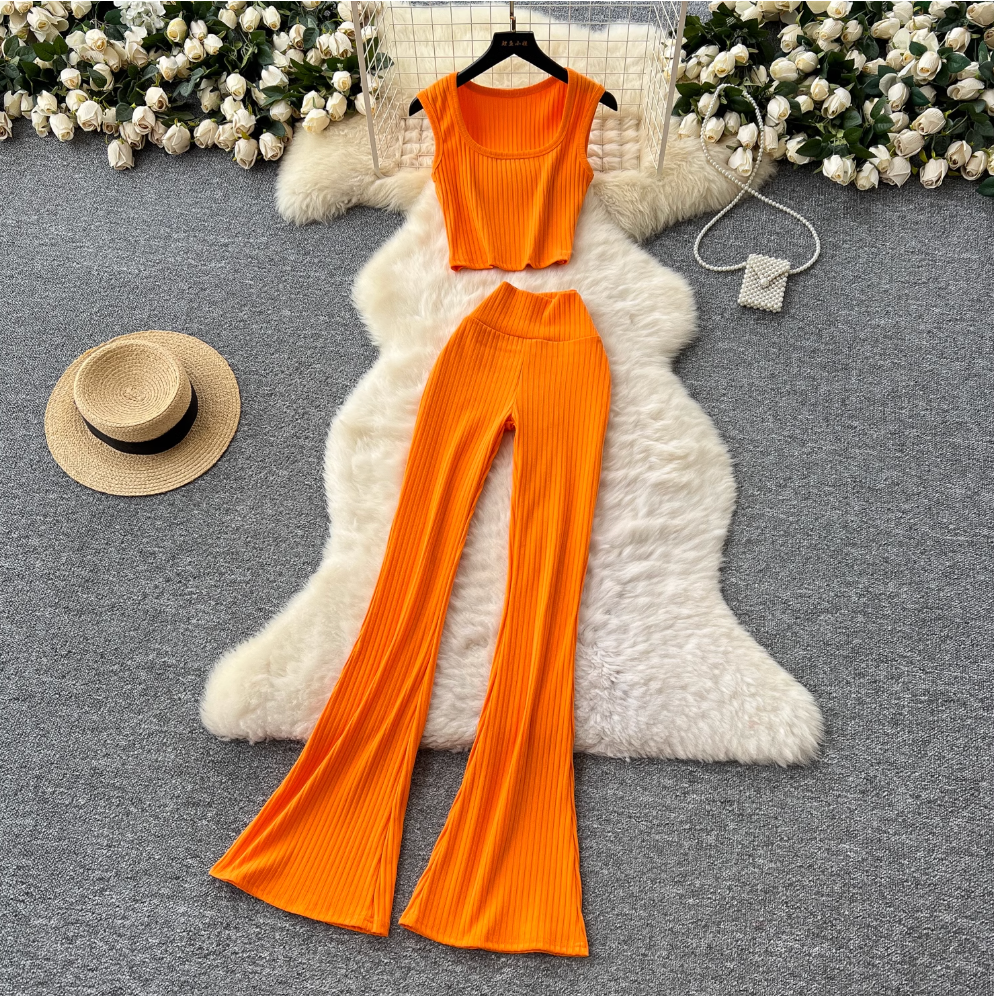 Midriff-baring Camisole & Trousers Sports 2Pcs
