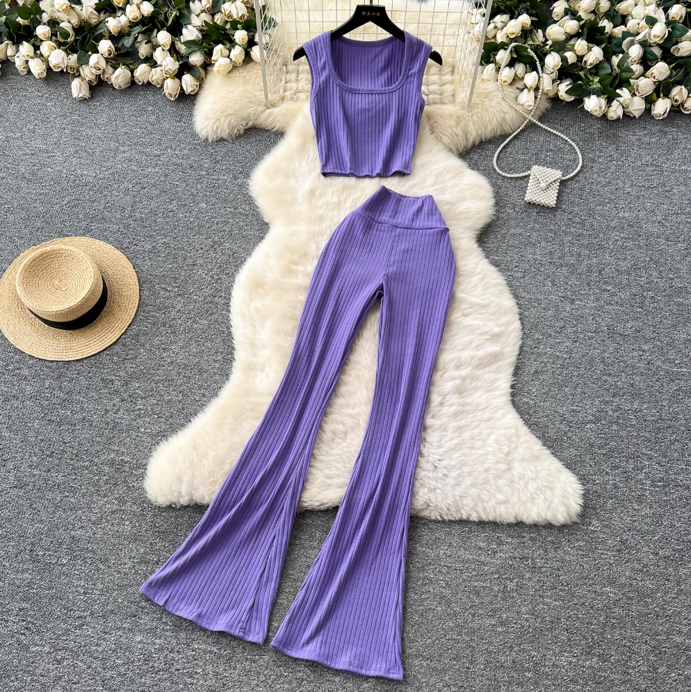Midriff-baring Camisole & Trousers Sports 2Pcs