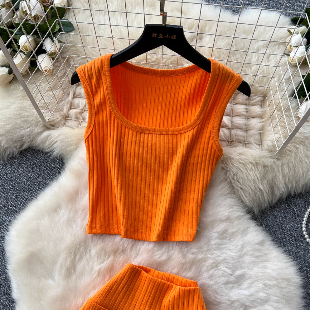 Midriff-baring Camisole & Trousers Sports 2Pcs