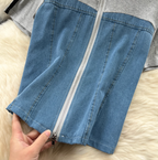 Patchwork Zipped Top & Trousers Casual 2Pcs