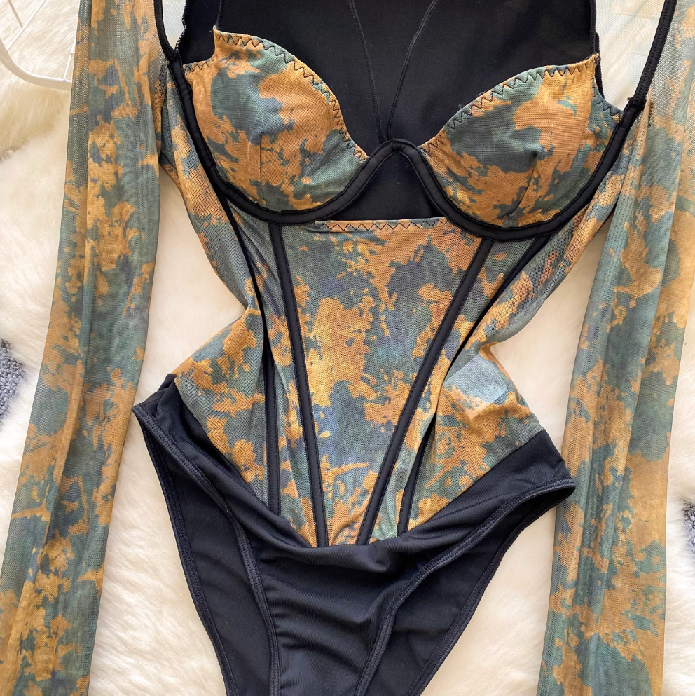 Floral Mesh Patchwork Halter Jumpsuit