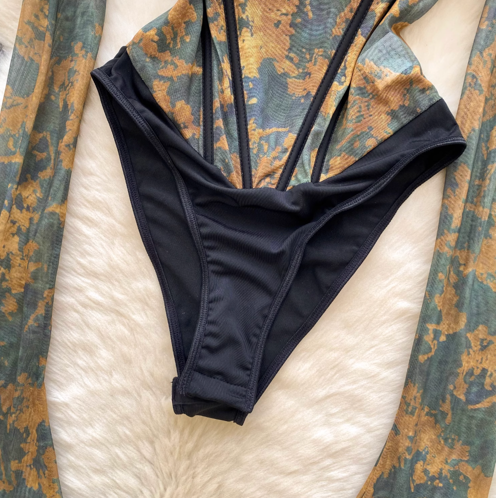 Floral Mesh Patchwork Halter Jumpsuit