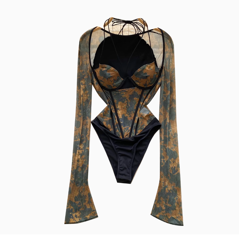Floral Mesh Patchwork Halter Jumpsuit