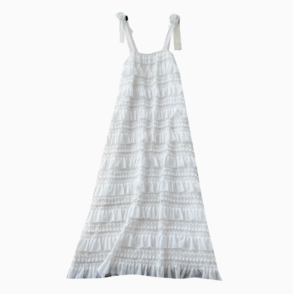 Fairy White Layered Chiffon Slip Dress