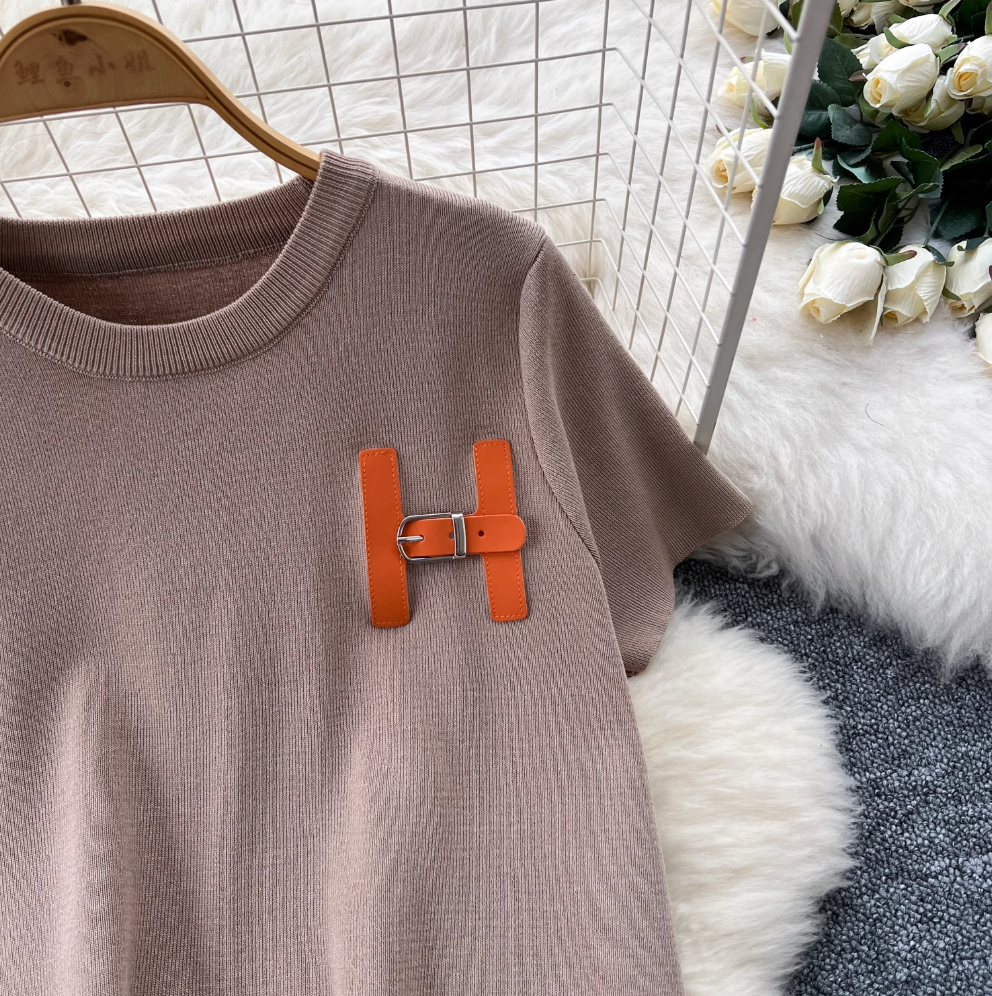 Monogrammed Embroidery Sweater & Trousers 2Pcs