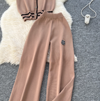 Beaded Cardigan & Wide-leg Trousers 2Pcs