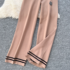 Beaded Cardigan & Wide-leg Trousers 2Pcs