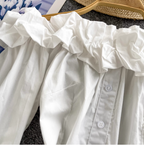 Off-shoulder Ruffled Single-breasted Shirt