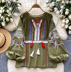 Bohemian Embroidered Loose-fit Shirt