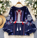 Bohemian Embroidered Loose-fit Shirt
