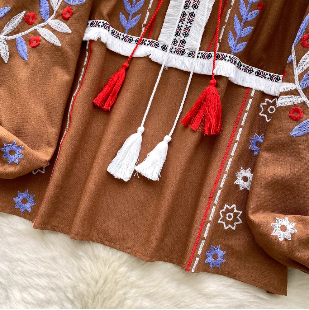 Bohemian Embroidered Loose-fit Shirt