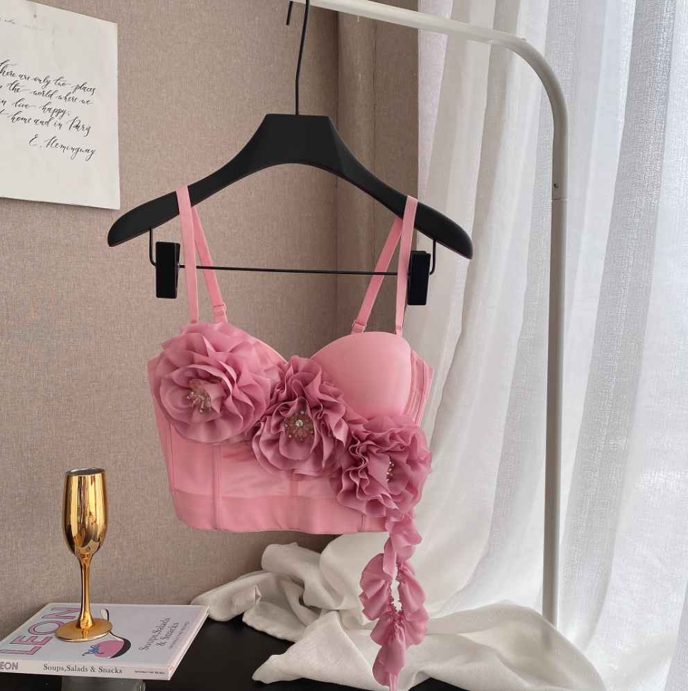 Beaded 3D Flower Padded Camisole