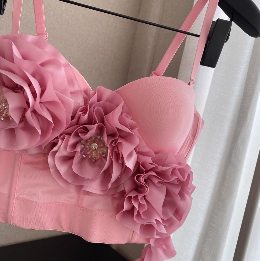 Beaded 3D Flower Padded Camisole