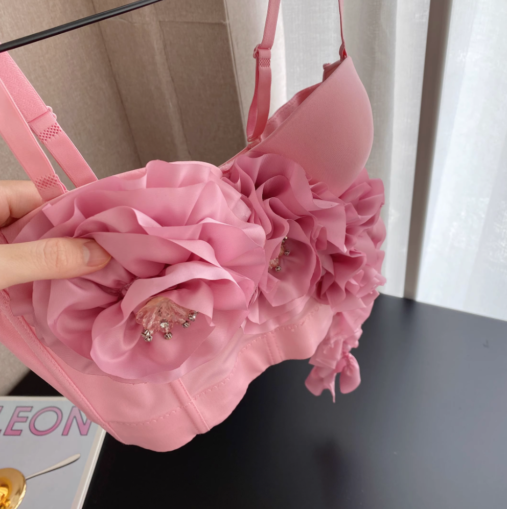 Beaded 3D Flower Padded Camisole