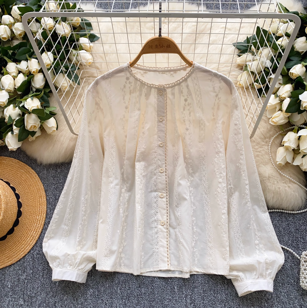 Sweetie Hollowed Embroidery Shirt