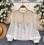 Sweetie Hollowed Embroidery Shirt