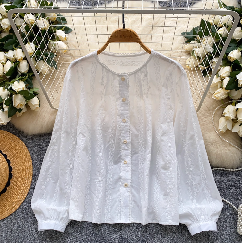 Sweetie Hollowed Embroidery Shirt