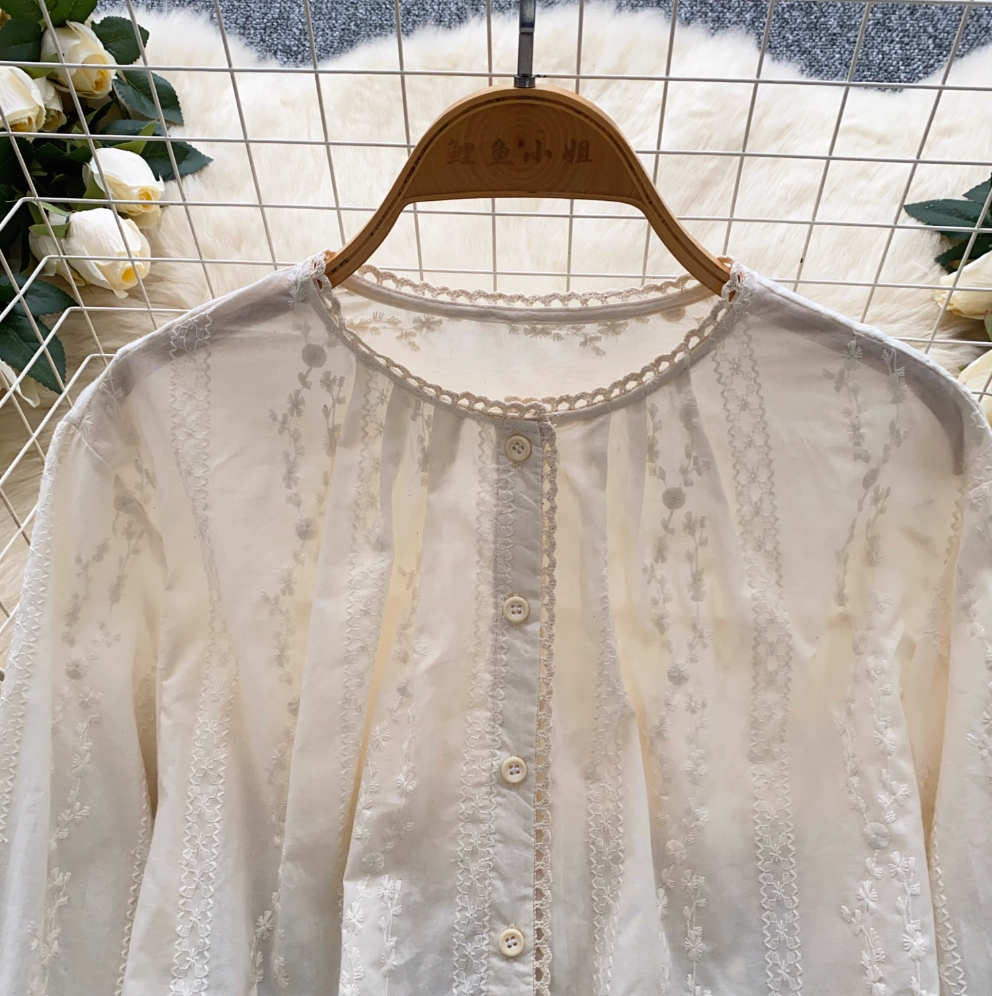 Sweetie Hollowed Embroidery Shirt