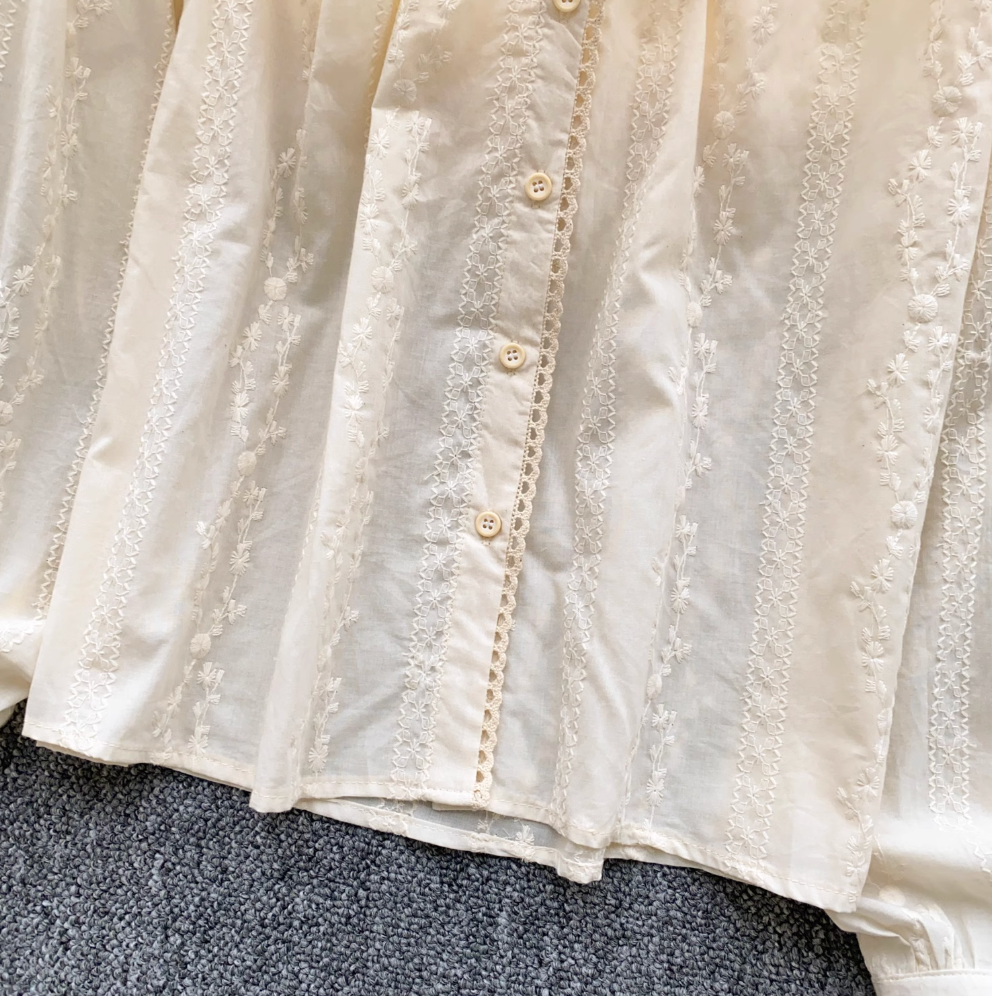 Sweetie Hollowed Embroidery Shirt