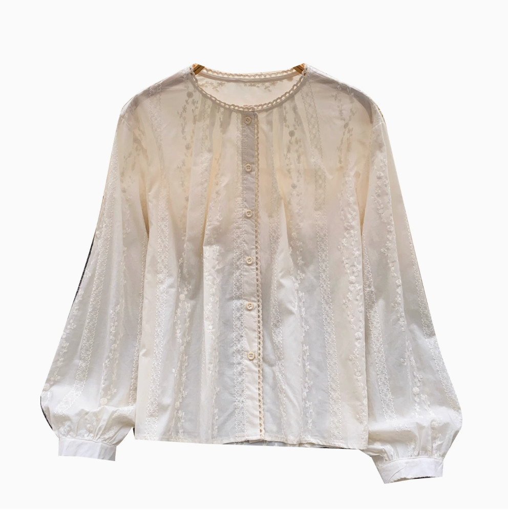 Sweetie Hollowed Embroidery Shirt