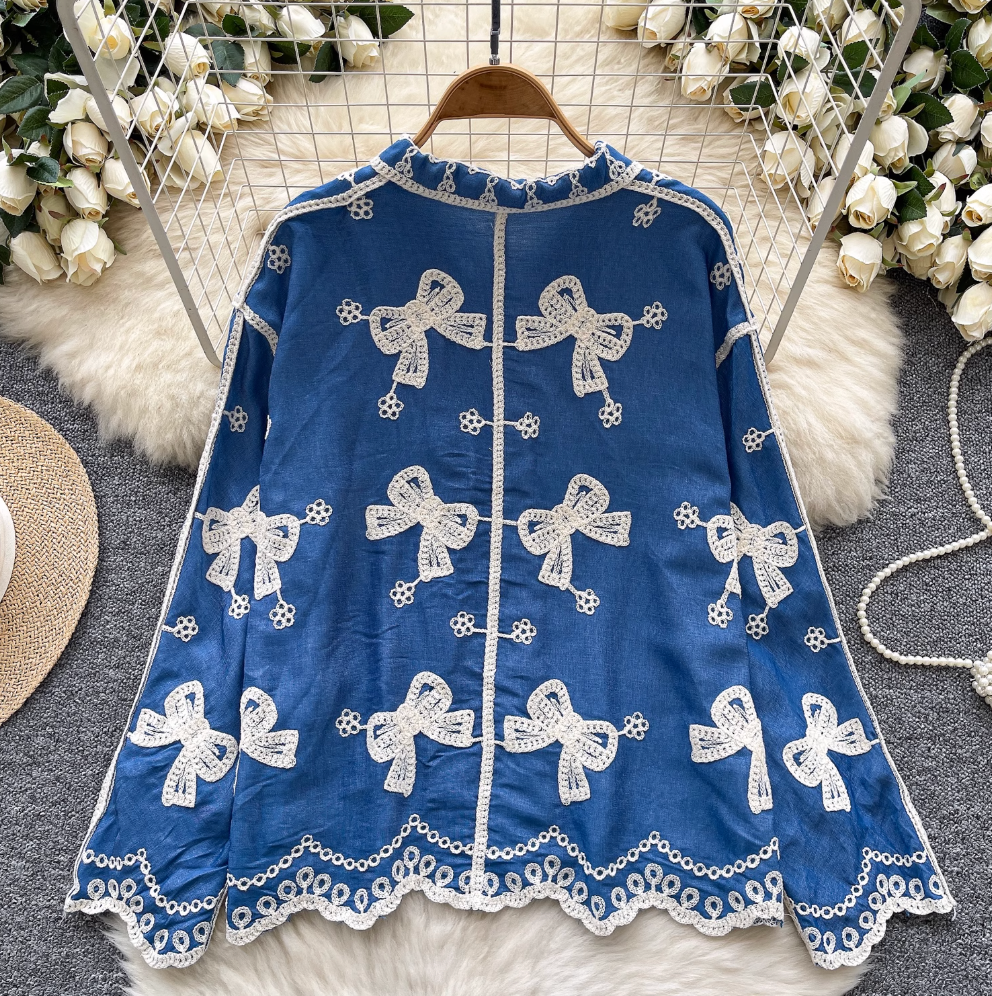 Vintage Embroidered Single-breasted Shirt