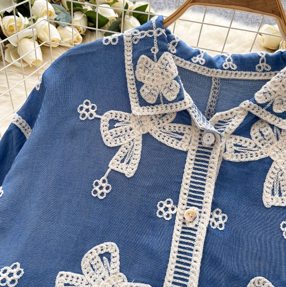 Vintage Embroidered Single-breasted Shirt
