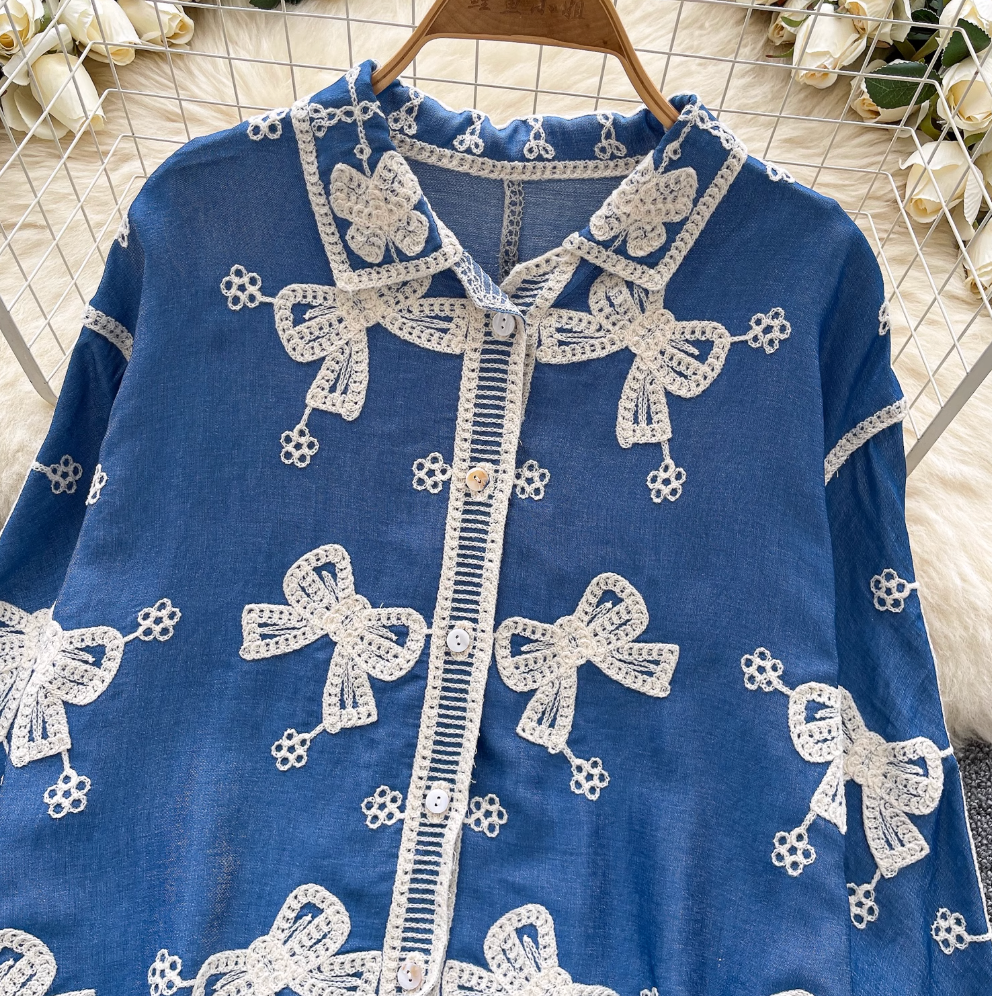 Vintage Embroidered Single-breasted Shirt