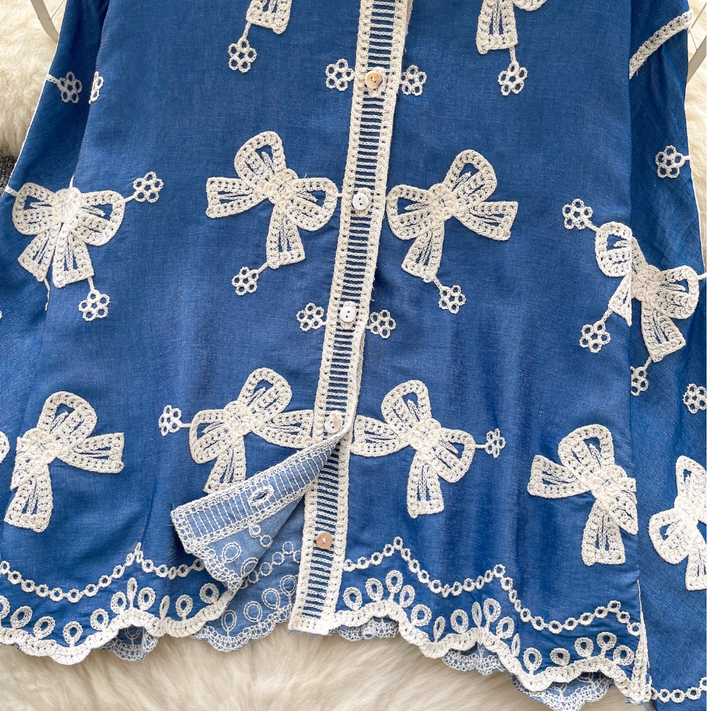 Vintage Embroidered Single-breasted Shirt