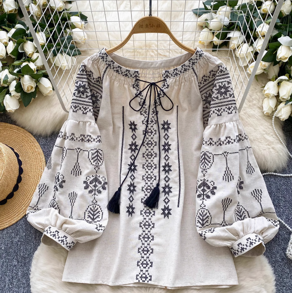Sweetie Flared Sleeve Embroidered Shirt
