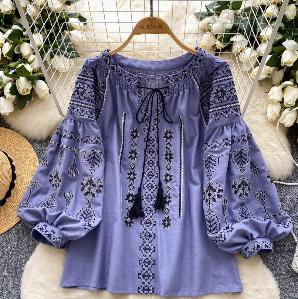 Sweetie Flared Sleeve Embroidered Shirt