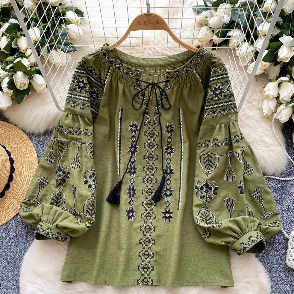 Sweetie Flared Sleeve Embroidered Shirt